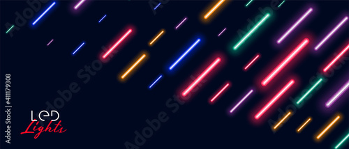 colorful neon led light rain background design
