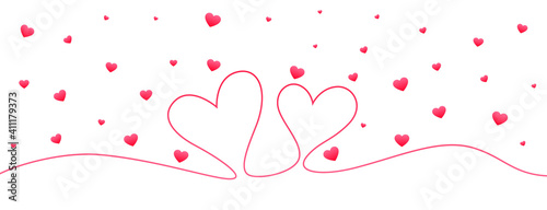 minimal line heart doodle valentine banner design