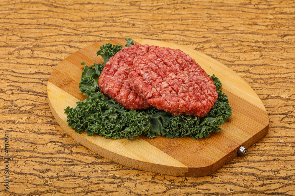 Raw beef burger cutlet for cooking Raw beef burger cutlet for cooking