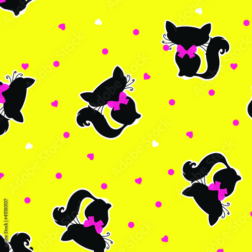 Cute baby Cat pattern vector illustration.