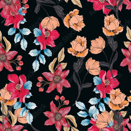Beautiful seamless floral pattern background.
