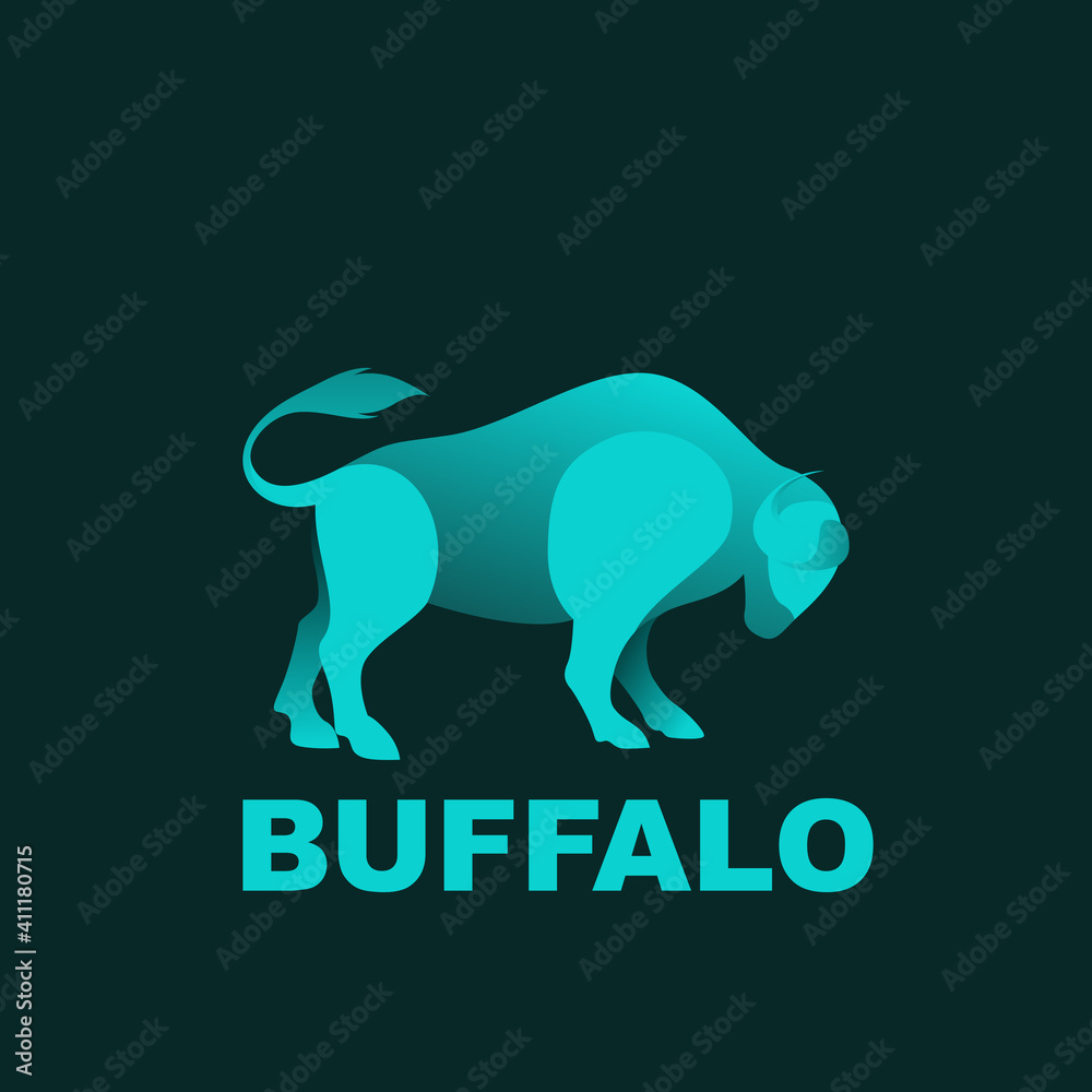 Fototapeta premium Blue Buffalo Logo Design Vector