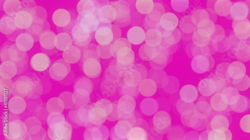 Abstract bokeh background animation, blurry colorful circles glittering on pink, 4K interesting animation.
