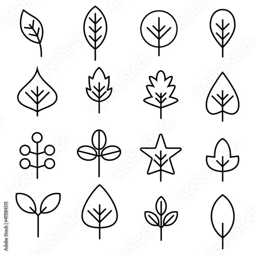 Green line leaf plant outline symbol nature.