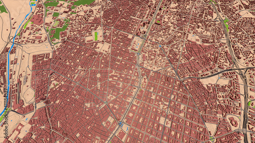 Madrid Spain, 3D aerial view
