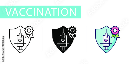 icons set, vaccination, certified vaccine