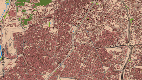 Madrid Spain, 3D aerial view