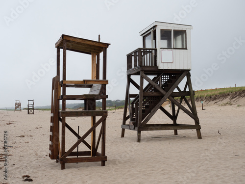 Lifeguard tower on Orleans beach in Cape Cod.