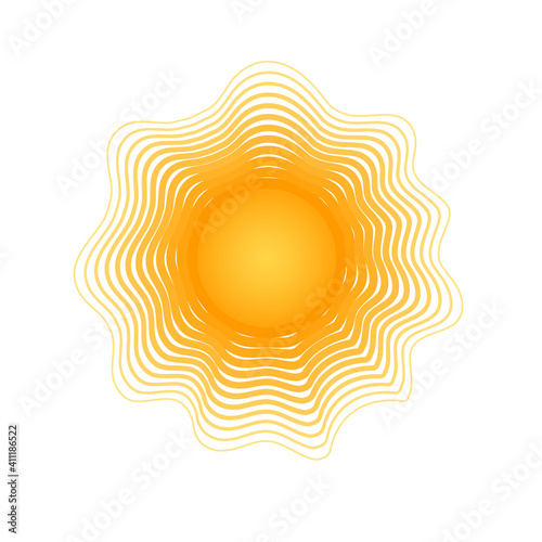 Solar radial pattern Orange abstract banner from lines Sun shape design element with a lines pattern rays Decorative sun icon solar symbol for creative design of summer spring theme Vector solar icon