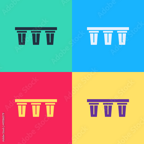 Pop art Water filter icon isolated on color background. System for filtration of water. Reverse osmosis system. Vector.