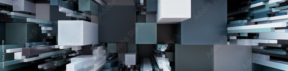 Multicolored 3D Block background. Tech Wallpaper with Muted colors. 3D Render Multicolored 3D Block background. Tech Wallpaper with Muted colors. 3D Render