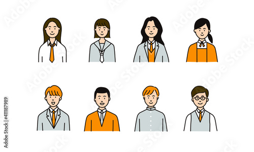 制服を着た学生のイラストアイコン