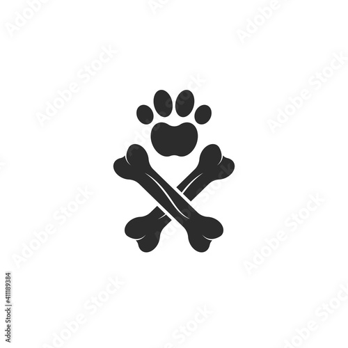 paw bone vector  icon of pet illustration design
