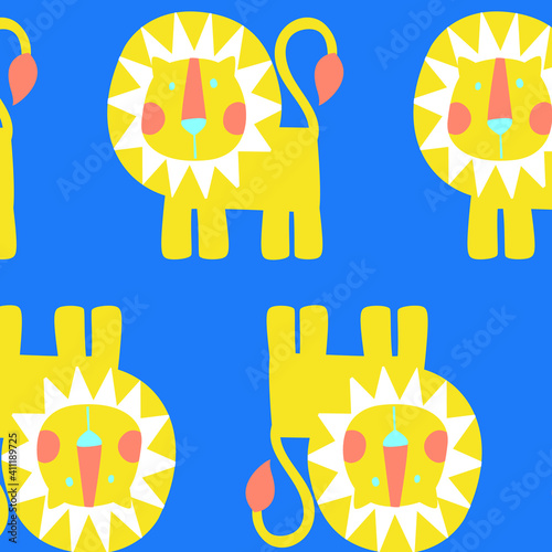 cute animal pattern vector illustration. Fabric, wrapping paper, wallpaper, packaging.