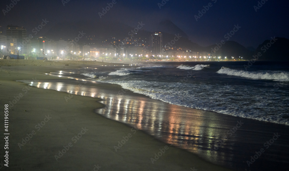 Sunrise on the beach of Copacabana.Rio de Janeiro, March 2020