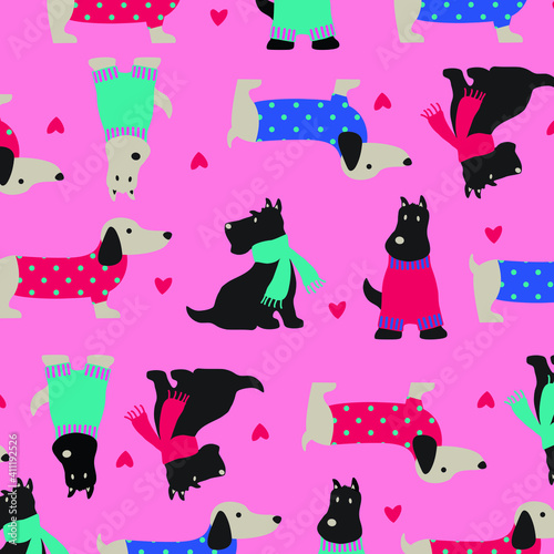 Cute dog pattern vector illustration.
