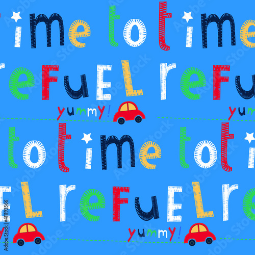 Cute baby car pattern vector illustration.