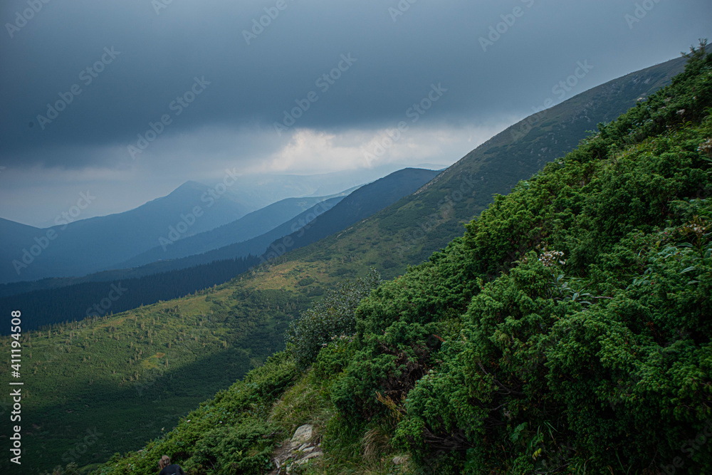clouds over the Carpatians mountains (Hoverla)
