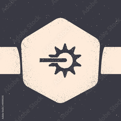 Grunge Cowboy horse riding spur for boot icon isolated on grey background. Monochrome vintage drawing. Vector.