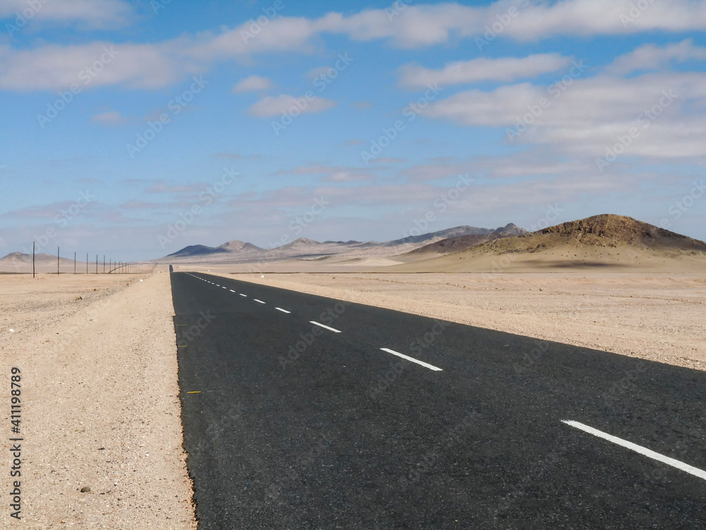 street in the desert in Namibia