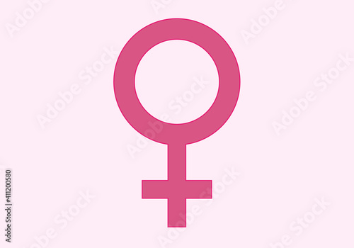 Símbolo rosa de mujer en fondo rosa.