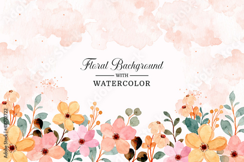 Watercolor abstract floral background. floral frame