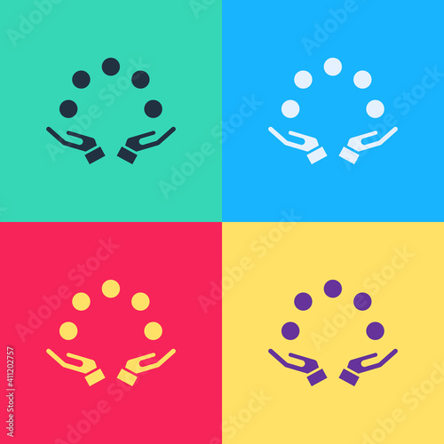 Pop art Juggling ball icon isolated on color background. Vector.