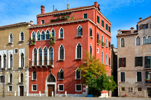 Facades of buildings in Venice Italy