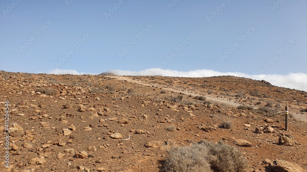 fuerteventura dessert climate Pico de la Zara hikking Stock Photo | Adobe  Stock