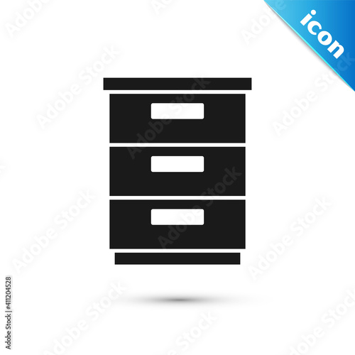 Grey Furniture nightstand icon isolated on white background. Vector.
