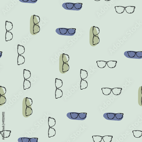 Seamless pattern with glasses. Retro vector background with eyeglasses.