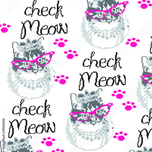 Cute baby Cat pattern vector illustration.