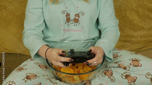 Girl Playing A Game Joystick