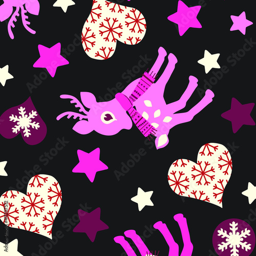 Christmas pattern vector illustration. Fabric, wrapping paper, wallpaper, packaging.