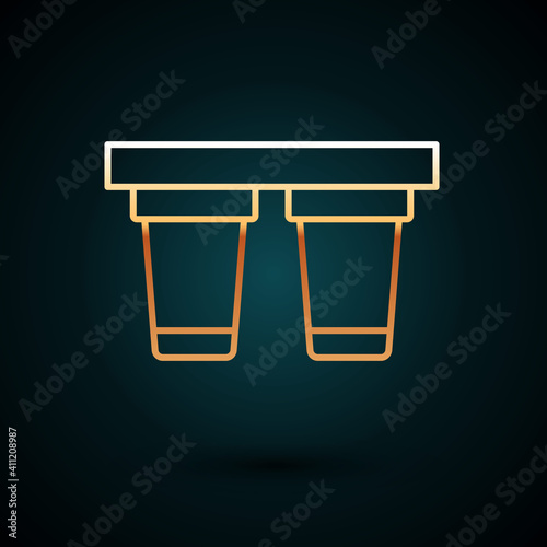Gold line Water filter icon isolated on dark blue background. System for filtration of water. Reverse osmosis system. Vector.
