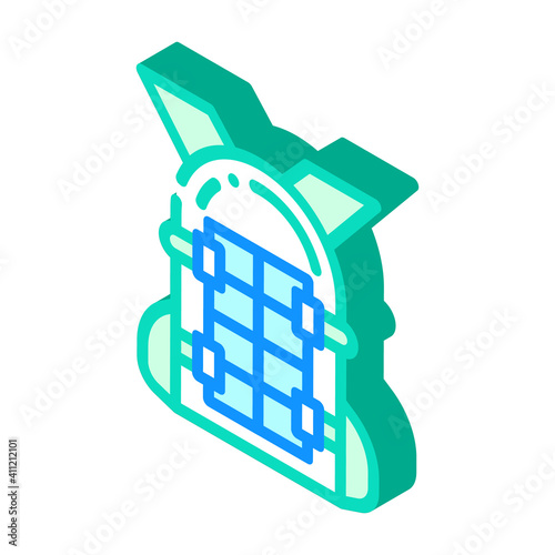 backpack with solar panel isometric icon vector illustration