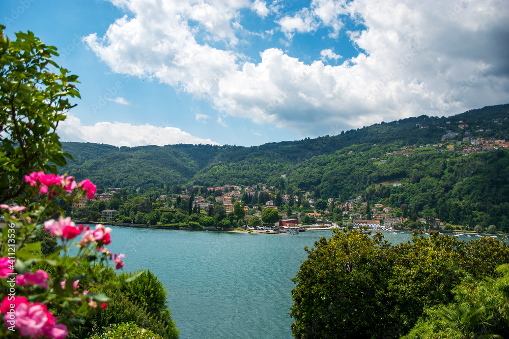 view of the lake and mountains, Baveno , lake Maggiore, Italy. 