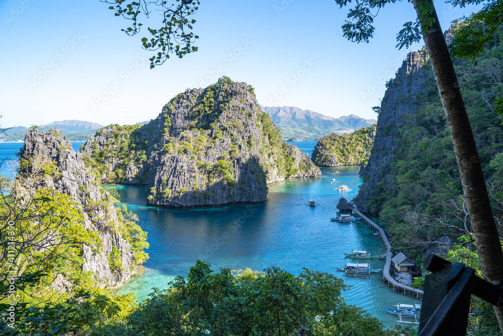 Blue sea and the beautiful isle of Coron in the Philippines
