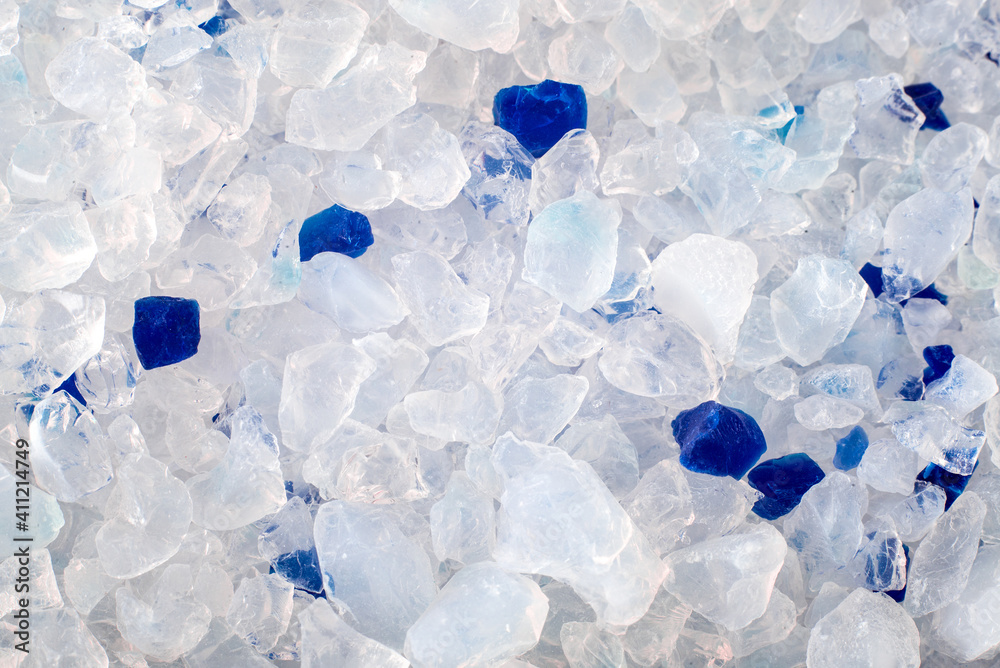 Silica gel cat litter close-up crystals