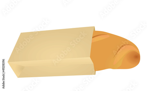 Bread in paper bag. vector illustration