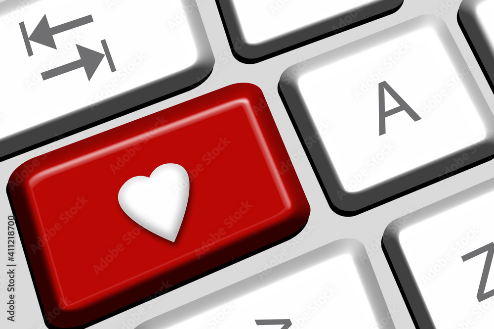 Corazón, teclado. San Valentín. Ilustración. Stock Illustration | Adobe ...