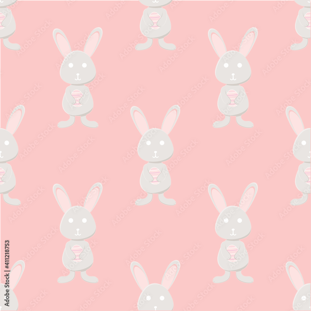 Rabbits and easter eggs seamless pattern