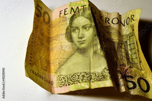swedish fifty crown paper money bill photo