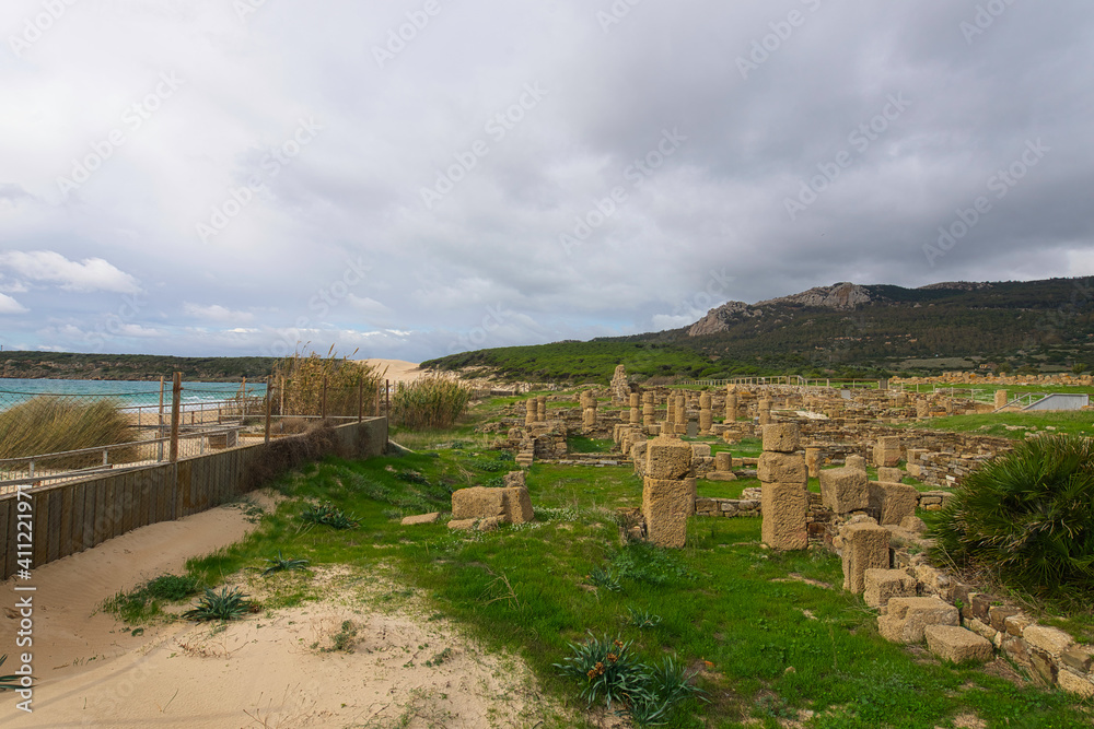 The ruins of the ancient Roman city Baelo Claudia at the archaeological site  near Tarifa, Spain. 

