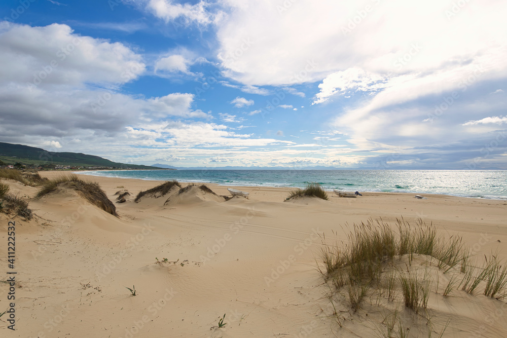 The empty beautiful dunes near Baelo Claudia near Tarifa, Spain, during quarantine because of COVID-19
