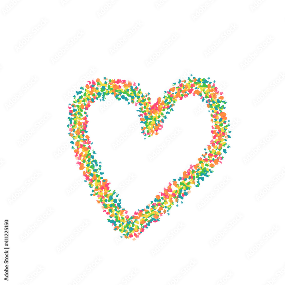 Heart made of colorful paints isolated on white. Valemtines Day.