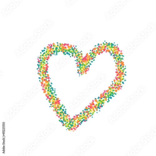 Heart made of colorful paints isolated on white. Valemtines Day.