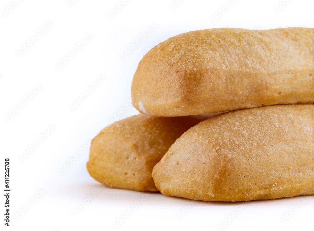 Italian ciabatta bread isolated on white background