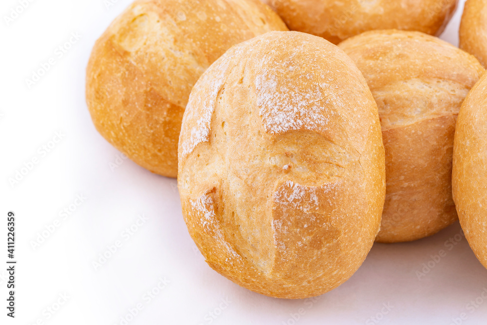 Bread rolls isolated on white backdound