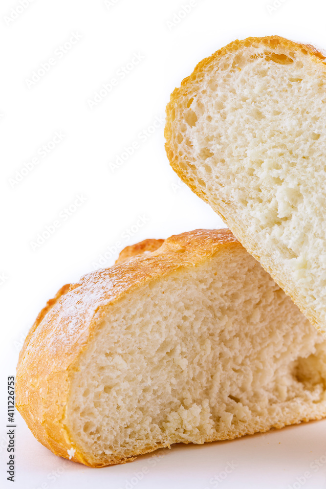 Italian bread isolated on white background